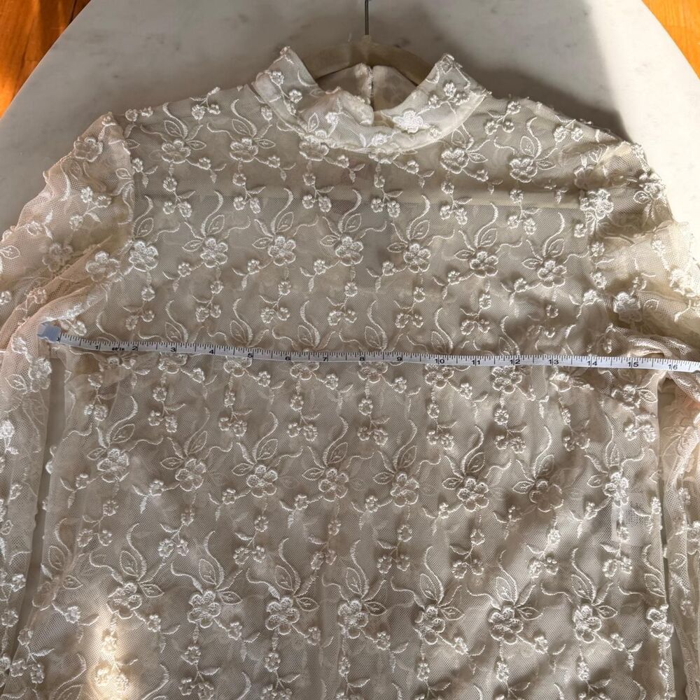 Vintage Jessica McClintock Cream Lace Top – Romantic Cottagecore Coquette Blouse - Picture 4 of 8